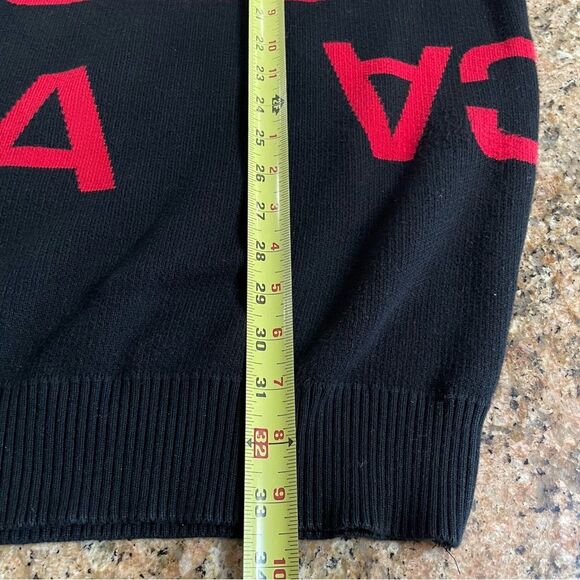 Just Cavalli Jacquard-Knit Cotton Mini Sweater Dress Red Black, Women Medium - Picture 8 of 8